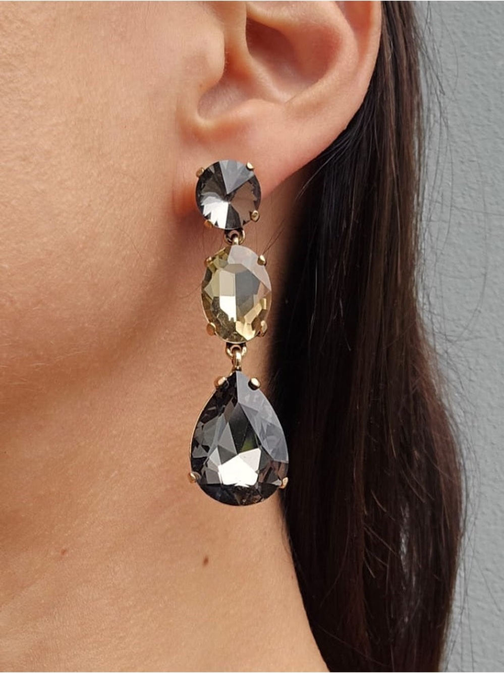 Tear Drop Crystal Costume Jewelry Earrings